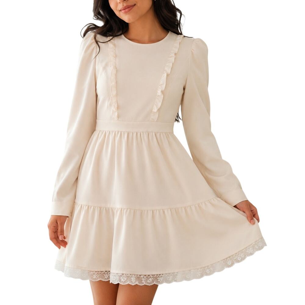 Gal Meets Glam Hayley Ivory Ruffle Lace Dress Size 4 Bridal Coquette